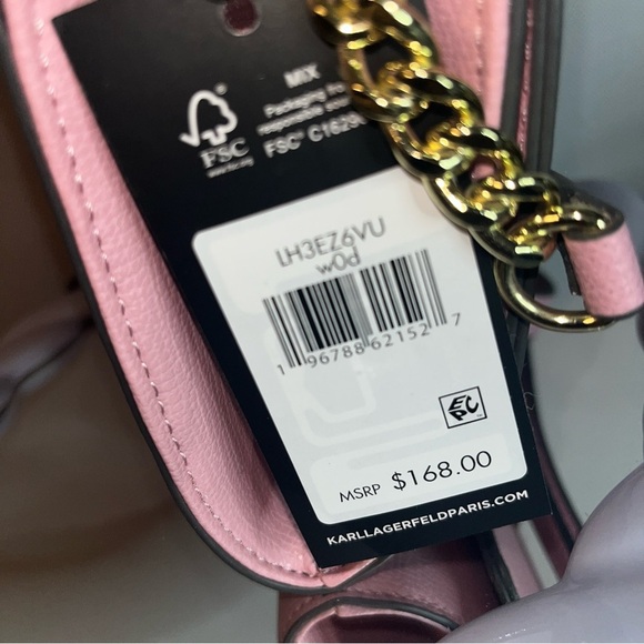 NWT Karl Lagerfeld Paris Pink Hearts Crossbody Bag $168 retail - Picture 6 of 6